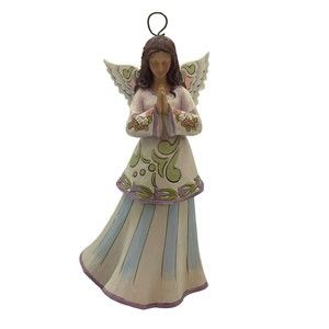 Jim Shore Heartwood Creek Angel with Flowers And Stripes Figurine Flaw